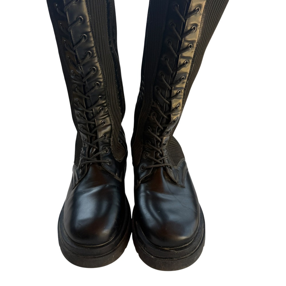 Truffle Collection Combat Boots Womens 10 Black Excellent Vegan Lug Sole Ribbed - Picture 11 of 16